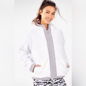 FABLETICS Reversable White Polar Fleece Jacket Woman Size S